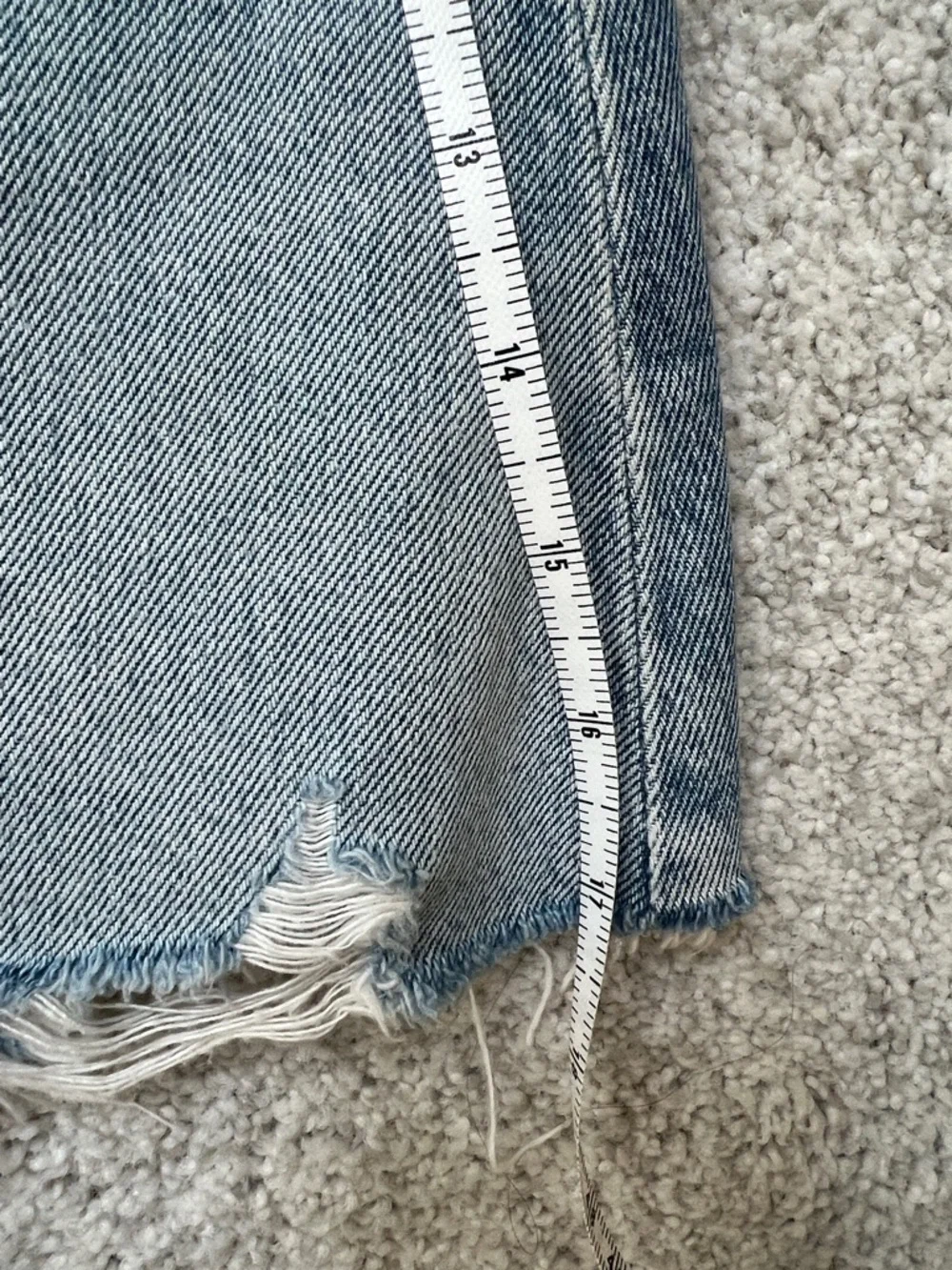 Agolde Light Blue Denim Raw-Hem Mini Skirt - Picture 9 of 9